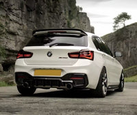 Load image into Gallery viewer, BMW 1 SERIES F20 F21 LCI 15-19 GLOSS BLACK REAR DIFFUSER LIP VALANCE BUMPER DUAL

