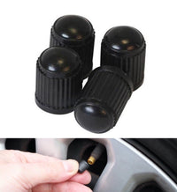 Load image into Gallery viewer, 4 X CAR BIKE CYCLE BLACK PLASTIC AIR VALVE TYRE ALLOY WHEEL CAPS DUST VALVE
