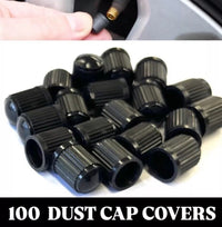 Load image into Gallery viewer, 100x DUST AIR VALVE TYRE CAPS BLACK PLASTIC COVERS CAR BIKE WHEEL &amp; MOTORBIKE
