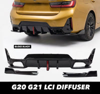 Load image into Gallery viewer, Bmw G20 Lci Diffuser gloss Black Rear Lip For 3 Series G21 Saloon Touring MP
