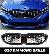 Load image into Gallery viewer, BMW 3 SERIES G20 M-PERFORMANCE 2018-2022 DIAMOND GRILL MESH GLOSS BLACK CHROME
