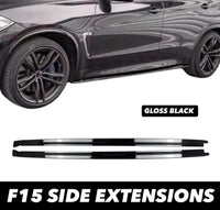 Load image into Gallery viewer, BMW X5M F85 F15 X6M F86 F16 GLOSS BLACK SIDE SKIRT EXTENSION BLADE LIP MP
