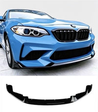 Load image into Gallery viewer, BMW 2 SERIES F87 M2 CS STYLE FRONT BUMPER M LIP SPLITTER GLOSS BLACK 2015+
