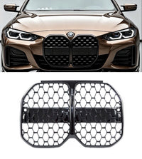 Load image into Gallery viewer, BMW 4 SERIES G26 GRAN COUPE 2021+ DIAMOND KIDNEY GRILLES GLOSS BLACK
