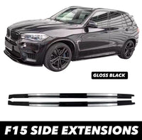 Load image into Gallery viewer, BMW X5M F85 F15 X6M F86 F16 GLOSS BLACK SIDE SKIRT EXTENSION BLADE LIP MP
