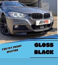 Load image into Gallery viewer, BMW 3 SERIES F30 F31 MP FRONT SPLITTER LIP SPOILER GLOSS BLACK 1 PIECE BOTTOM
