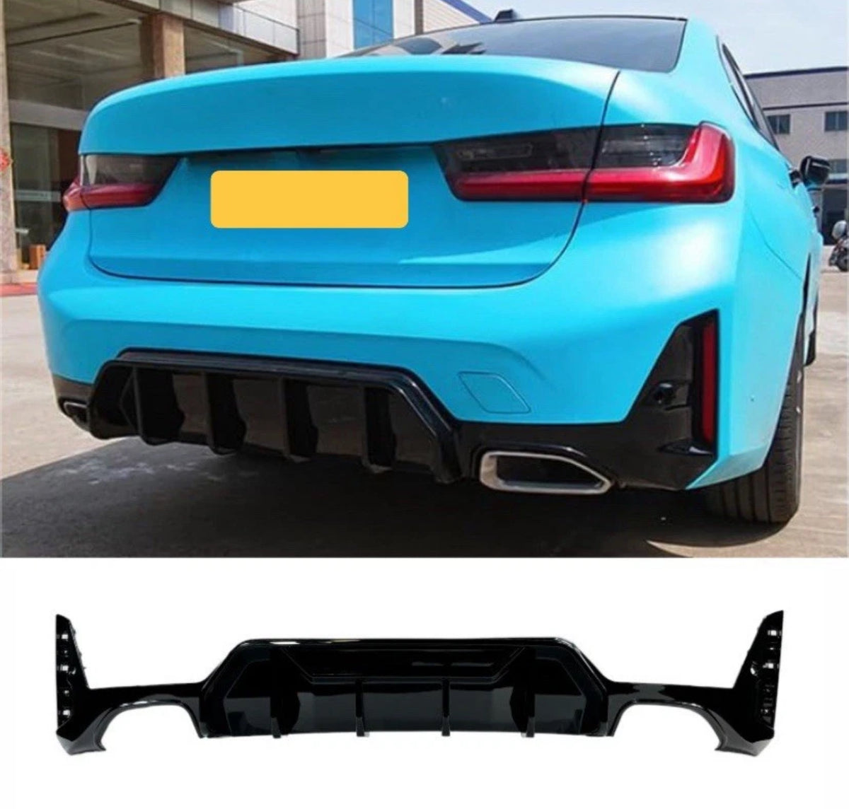BMW 3 SERIES G20 G21 LCI 2023 GLOSS BLACK LOOK REAR BUMPER DIFFUSER STM 340i STM