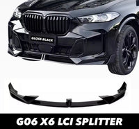Load image into Gallery viewer, BMW G06 X6 LCI 23-25 MP Style Gloss Black Front Spoiler Splitter Lip Abs

