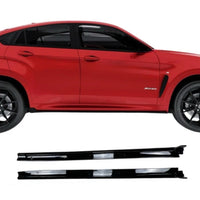 Load image into Gallery viewer, BMW F15 F85 X5M X6M F86 F16 GLOSS BLACK FULL SIDE SKIRT SKIRTS EXTENSION BLADE
