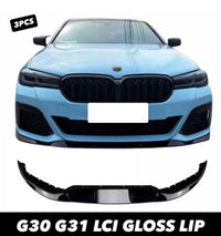 Load image into Gallery viewer, BMW 5 Series G30 G31 LCI M Sport Front Splitter Spoiler Lip Kit Gloss Black - STM STYLING 
