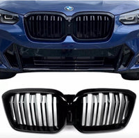 Load image into Gallery viewer, BMW X3 G01 X4 G02 LCI Facelift Gloss Black Twin Slat Kidney Grille Grills 2022+

