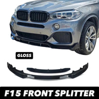 Load image into Gallery viewer, BMW X5 F15 M PERFORMANCE FRONT SPLITTER SPOILER LIP KIT GLOSS BLK 2013-2018
