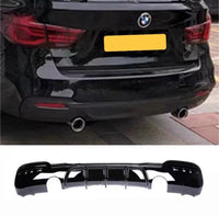Load image into Gallery viewer, BMW 3 SERIES F34 GLOSS BLACK GT M-SPORT REAR BUMPER DIFFUSER LIP DUAL EXIT 340i - STM STYLING 
