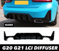 Load image into Gallery viewer, BMW 3 Series G20 LCI Body Kit M Sport In Gloss Black Splitter Skirts Quad STM - STM STYLING 
