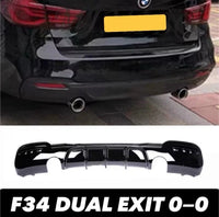 Load image into Gallery viewer, BMW 3 SERIES F34 GLOSS BLACK GT M-SPORT REAR BUMPER DIFFUSER LIP DUAL EXIT 340i - STM STYLING 
