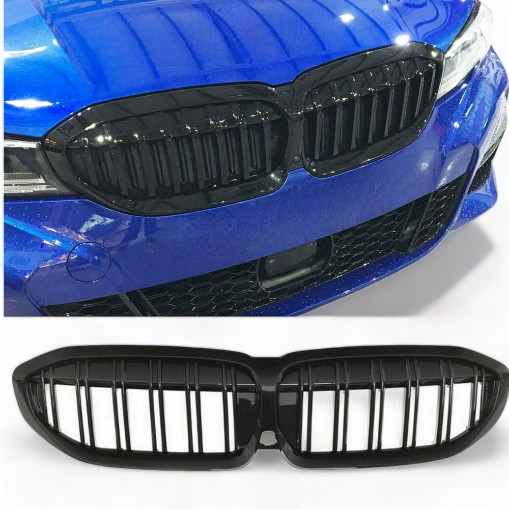 BMW 3 Series G20 G21 2019+ Kidney grille grill dual slat M look gloss black