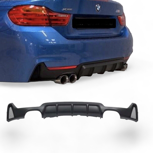 Rear Diffuser - Quad Exit - Fits BMW F32 F33 F36 - 4 Series - Matte Bl ...