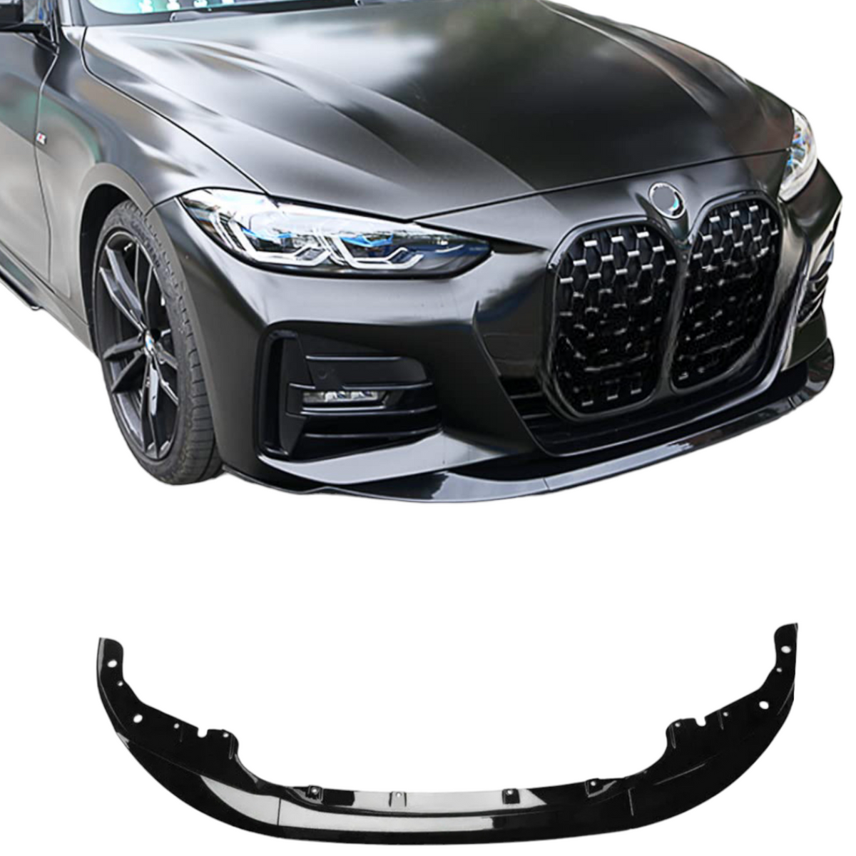 BMW 4 Series G22 G23 G26 Full Performance Front Splitter Lip Spoiler Gloss Black 2020+