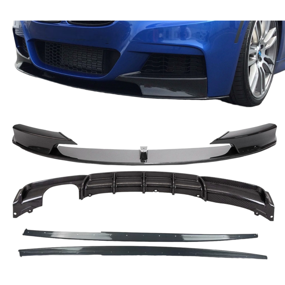 BMW Carbon Look F30 F31 3 Series Kit Splitter Diffuser Side Extensions