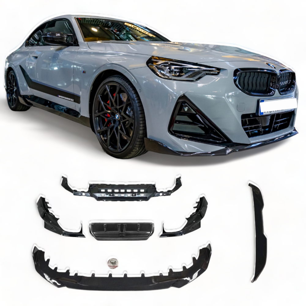 BMW Gloss Black Front Bumper Spoiler Splitter Lip 2 Series G42 Coupe 22+ Splitter Rear Diffuser Side Skir