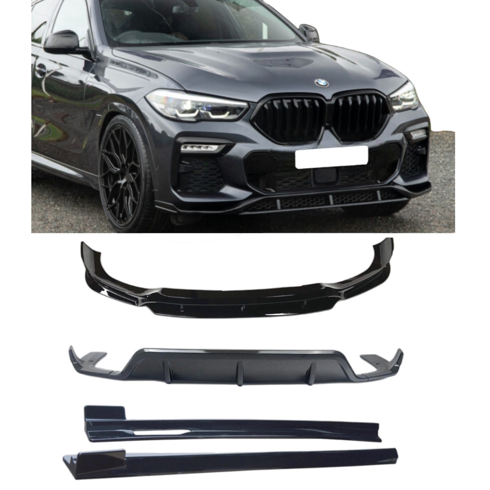 BMW X6 G06 Gloss Black Full Body Kit Front Splitter Rear Diffuser Side Skirt