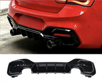 Load image into Gallery viewer, BMW 1 SERIES F20 F21 LCI 15-19 GLOSS BLACK REAR DIFFUSER LIP VALANCE BUMPER DUAL
