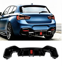 Load image into Gallery viewer, BMW 1 SERIES F20 F21 LCI GLOSS BLACK REAR DIFFUSER LIP VALANCE WITH LED 15-19
