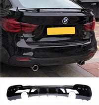 Load image into Gallery viewer, BMW 3 SERIES F34 GLOSS BLACK GT M-SPORT REAR BUMPER DIFFUSER LIP DUAL EXIT 340i GT
