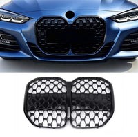 Load image into Gallery viewer, BMW 4 SERIES G22 G23 DIAMOND KIDNEY GRILLES GLOSS BLACK GRILLE GRILL
