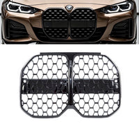 Load image into Gallery viewer, BMW 4 SERIES G26 GRAN COUPE 2021+ DIAMOND KIDNEY GRILLES GLOSS BLACK
