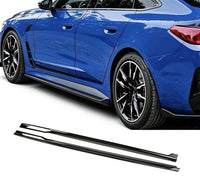 Load image into Gallery viewer, BMW 4 SERIES I4 G26 M PERFORMANCE SIDE SKIRT LIP EXTENSIONS BLACK FULL LENGTH
