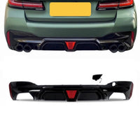Load image into Gallery viewer, BMW 5 Series G30 M Sport Gloss Black Rear Valance Diffuser Quad Exit LED 18-20
