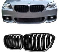 Load image into Gallery viewer, BMW F10 F11 5 Series 10-16 Kidney Grille Grill Grilles Gloss Black Twin Slats
