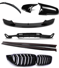 Load image into Gallery viewer, BMW F36 GRAN COUPE KIT 4 SERIES SPLITTER MIRROR SIDES GRILLES LIP SPOILER GLOSS
