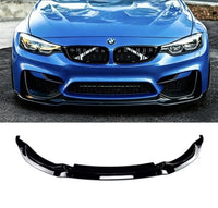 Load image into Gallery viewer, BMW M3 M4 F80 F82 F83 FRONT SPLITTER LIP V SPOILER PERFORMANCE STYLE GLOSS BLACK
