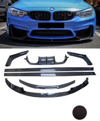 Load image into Gallery viewer, BMW M3 M4 F80 F82 F83 FRONT SPLITTER SPOILER CARBON LOOK KIT DIFFUSER SIDE M
