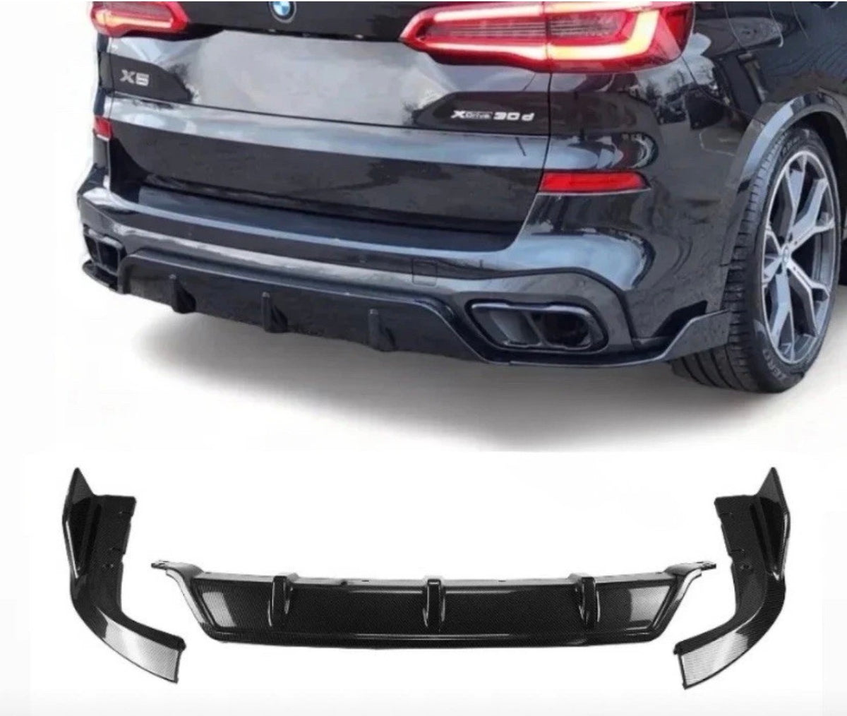 BMW X5 G05 M SPORT GLOSS BLACK REAR BUMPER DIFFUSER SPOILER EXTENSION 2018+