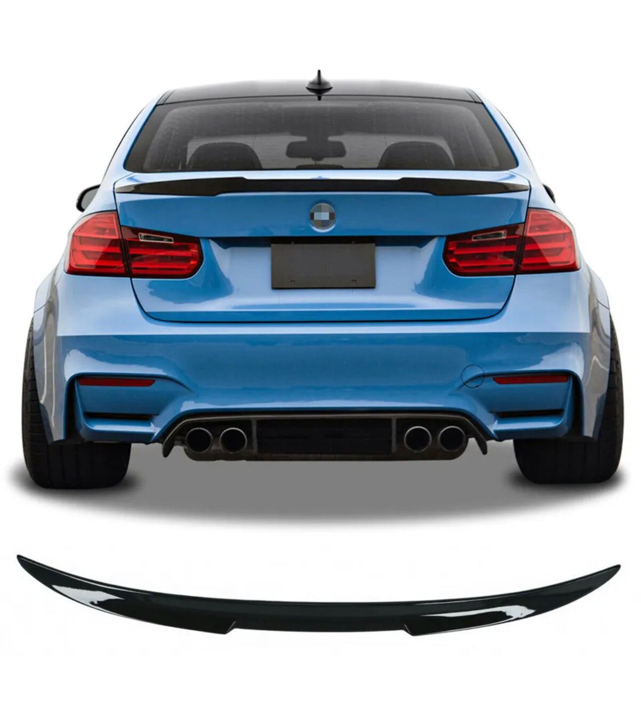 V-Style Rear Trunk Lip Spoiler For BMW 3 Series F30 F80 M3 | Gloss Black, No Drilling