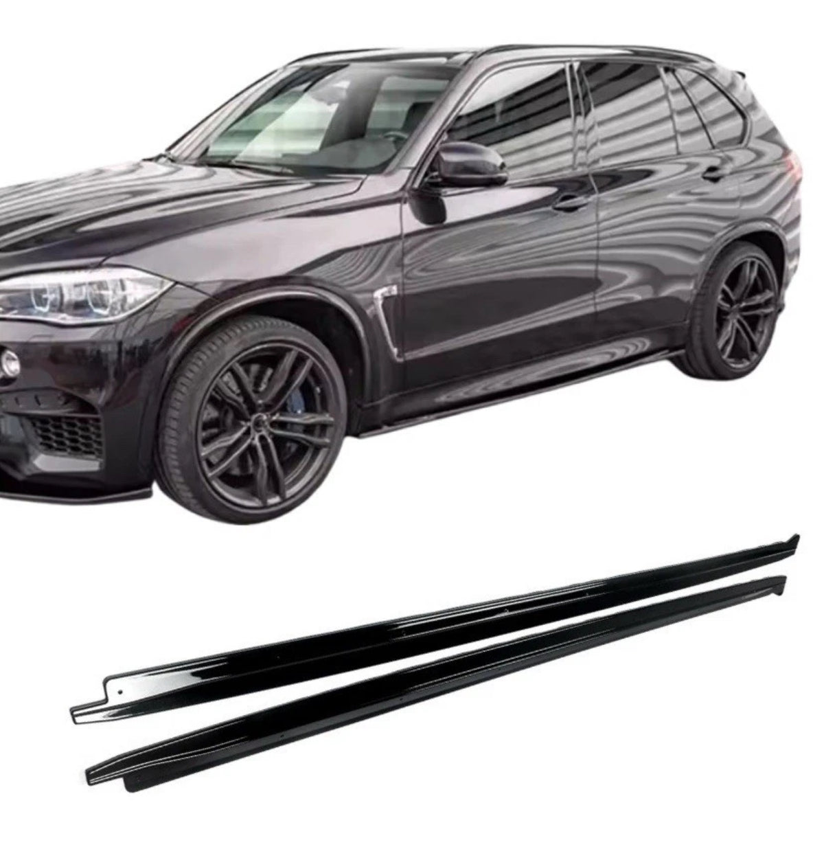 BMW X5M F85 F15 X6M F86 F16 GLOSS BLACK SIDE SKIRT EXTENSION BLADE LIP MP