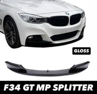 Load image into Gallery viewer, GT GRAN TURISMO MP STYLE FRONT LIP SPLITTER  FOR BMW 3 SERIES F34 GLOSS BLACK - STM STYLING 
