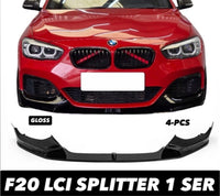 Load image into Gallery viewer, BMW 1 SERIES F20 F21 15-19 LCI M PERFORMANCE GLOSS BLACK FRONT SPLITTER LIP 4-PC
