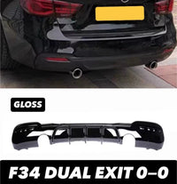 Load image into Gallery viewer, BMW 3 SERIES F34 GLOSS BLACK GT M-SPORT REAR BUMPER DIFFUSER LIP DUAL EXIT 340i - STM STYLING 
