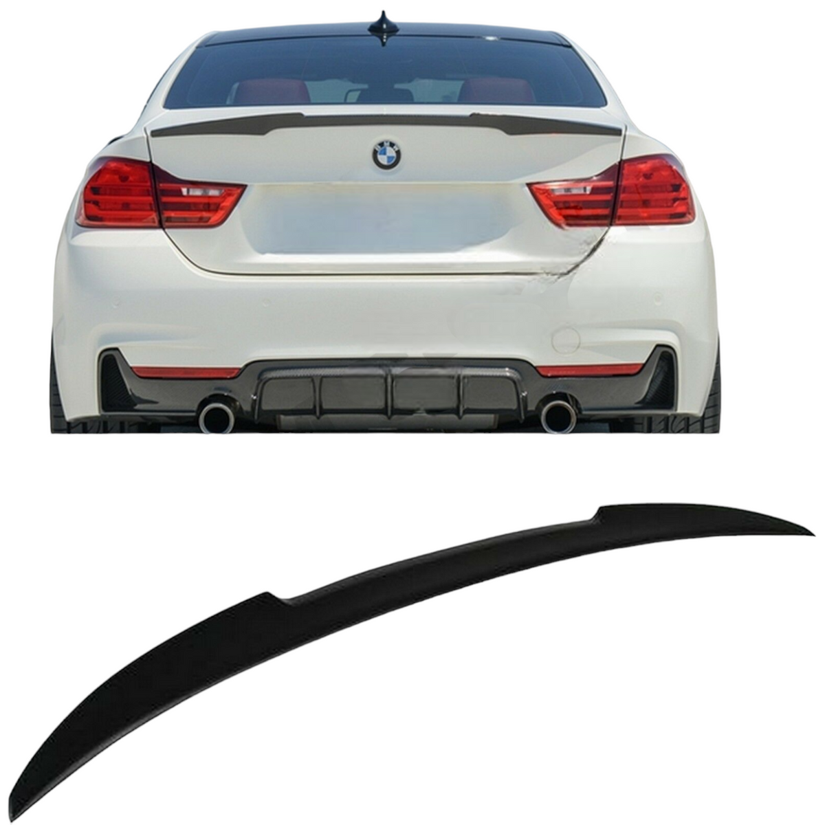 Car Boot Spoiler - V Style - Fits BMW F32 4 Series - ABS - Gloss Black
