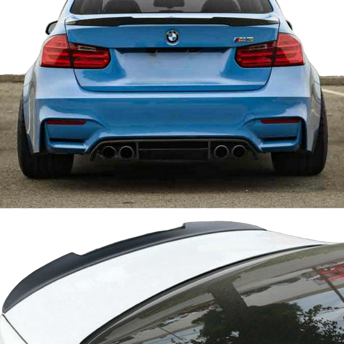 Car Boot Spoiler - V Style ABS - Fits BMW F80 F30 3 Series - Gloss Black