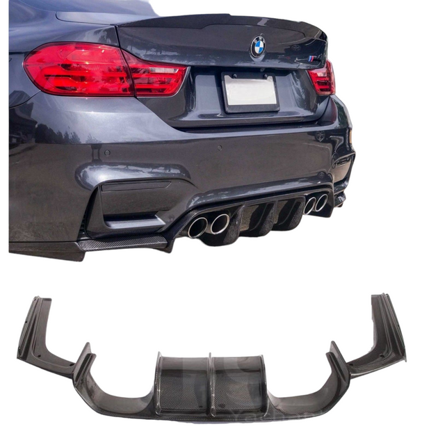 Rear Diffuser - V Style - Fits BMW M3 M4 F80 F82 F83 - 4 Series - M Pe ...