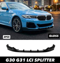 Load image into Gallery viewer, BMW 5 Series G30 G31 LCI M Sport Front Splitter Spoiler Lip Gloss Black Body Kit - STM STYLING 
