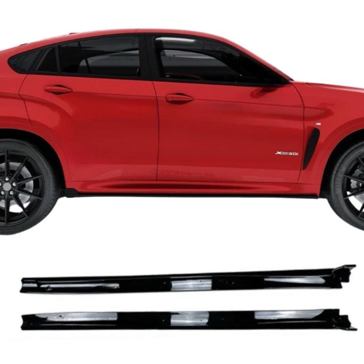 BMW F15 F85 X5M X6M F86 F16 GLOSS BLACK FULL SIDE SKIRT SKIRTS EXTENSION