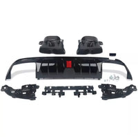 Load image into Gallery viewer, MERCEDES BENZ W205 AMG C63 REAR BUMPER DIFFUSER AMG B STYLE WITH TAILPIPE LED - STM STYLING 
