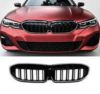 Load image into Gallery viewer, DOUBLE SLAT FRONT LED KIDNEY GRILLE LIGHT BLACK GRILL FOR BMW 3 SERIES G20 19-22

