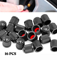 Load image into Gallery viewer, 16x Black Tyre Valve Dust Caps With Internal Air Dust Water Seals Steel Alloys

